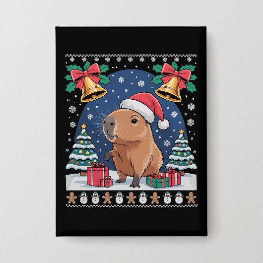 Capybara Dierenliefhebber Kerstcadeau Lelijke Capy Button (Voorkant)