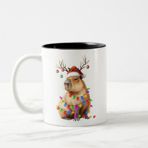 Capybara Dierenliefhebber Kerstverlichting Cappy K Tweekleurige Koffiemok
