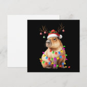 Capybara Dierenvriend kerstverlichting Cappy Xmas Feestdagenkaart (Voorkant / Achterkant)