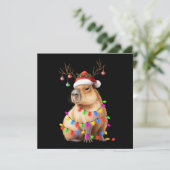 Capybara Dierenvriend kerstverlichting Cappy Xmas Feestdagenkaart (Staand voorkant)