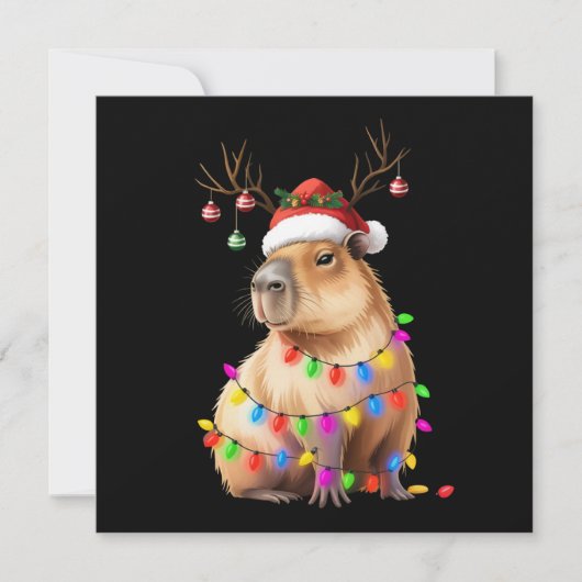 Capybara Dierenvriend kerstverlichting Cappy Xmas Feestdagenkaart (Voorkant)