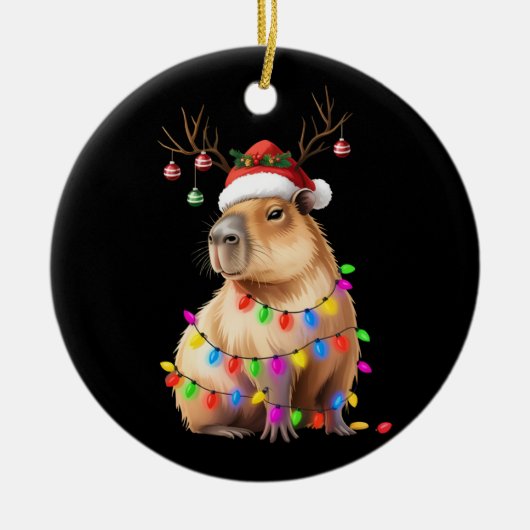 Capybara Dierenvriend kerstverlichting Cappy Xmas Keramisch Ornament (Voorkant)