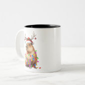 Capybara Dierenvriend kerstverlichting Cappy Xmas Tweekleurige Koffiemok (Voorkant links)