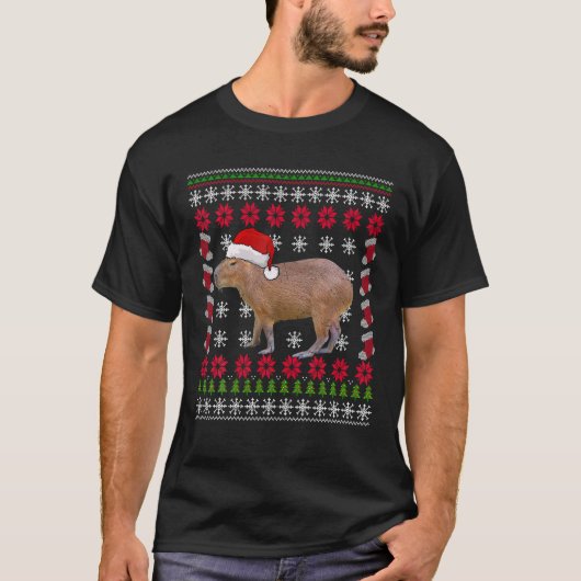Capybara Dierenvriend Xmas Santa Hat Ugly Capybara T-shirt (Voorkant)