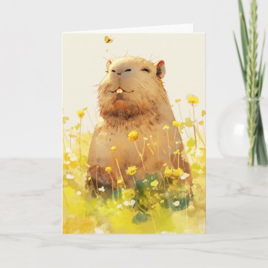 Capybara Domme Glimlach Kaart (Voorkant)