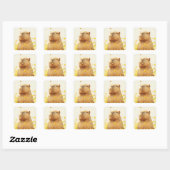 Capybara Domme Glimlach Vierkante Sticker (Vel)