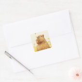 Capybara Domme Glimlach Vierkante Sticker (Envelop)