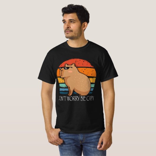 Capybara Dont Worry be Capy Funny Rodent T-shirt (Voorkant volledig)