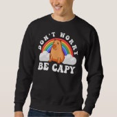 Capybara Dont Worry Be Capy Retro Rainbow Trui (Voorkant)