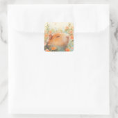 Capybara Drijvend Tussen Wilde Bloemen Vierkante Sticker (Tas)