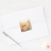 Capybara Drijvend Tussen Wilde Bloemen Vierkante Sticker (Envelop)