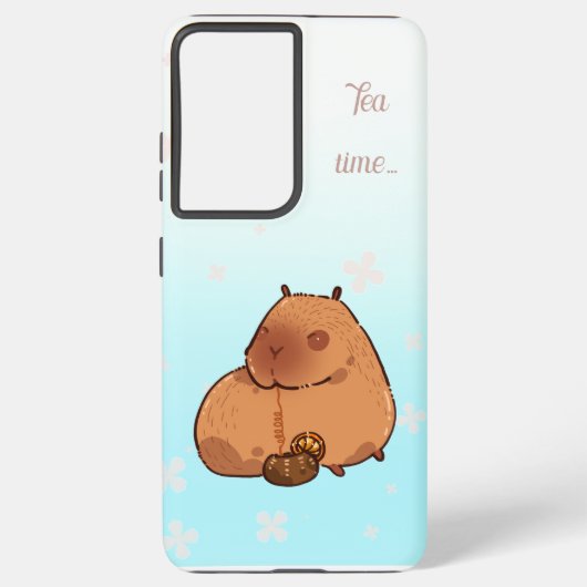 Capybara drink citroenthee. Cute capybara Samsung Galaxy Hoesje (Achterkant)