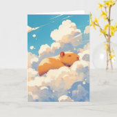 Capybara Droomt in de Wolken Kaart (Gele Bloem)
