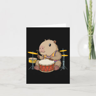 Capybara-drummer die drums speelt Knaagdieren Grap Kaart
