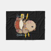 Capybara Drummer Spelen Drums Knaagdieren Funny Ca Fleece Deken (Voorkant (Horizontaal))