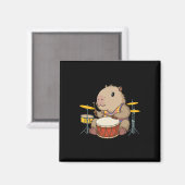 Capybara Drummer Spelen Drums Knaagdieren Funny Ca Magneet (Voorkant / Achterkant)