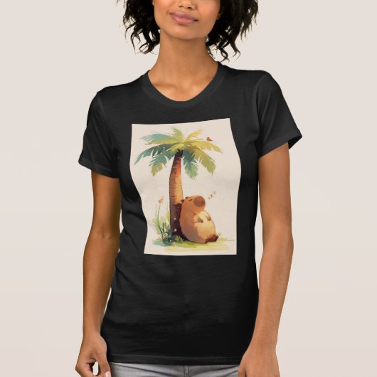 Capybara dutten onder palmboom t-shirt (Voorkant)