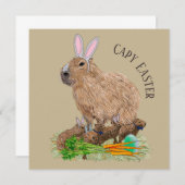Capybara Easter Cute Bunny Funny Kaart (Voorkant / Achterkant)
