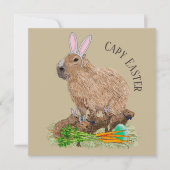 Capybara Easter Cute Bunny Funny Kaart (Voorkant)