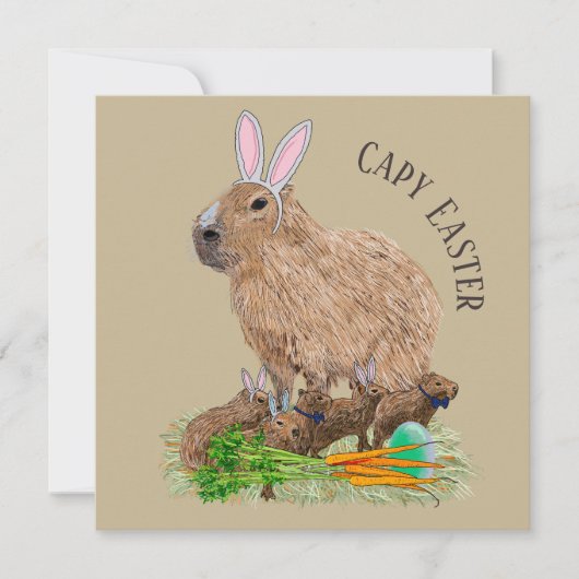 Capybara Easter Cute Bunny Funny Kaart (Voorkant)