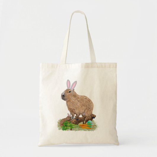 Capybara Easter Cute Bunny Funny Tote Bag (Voorkant)