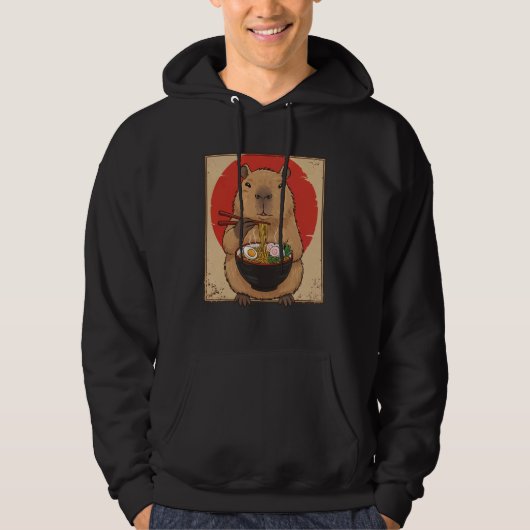 Capybara Eating Ramen Japanese Noodles Kawaii Art  Hoodie (Voorkant)