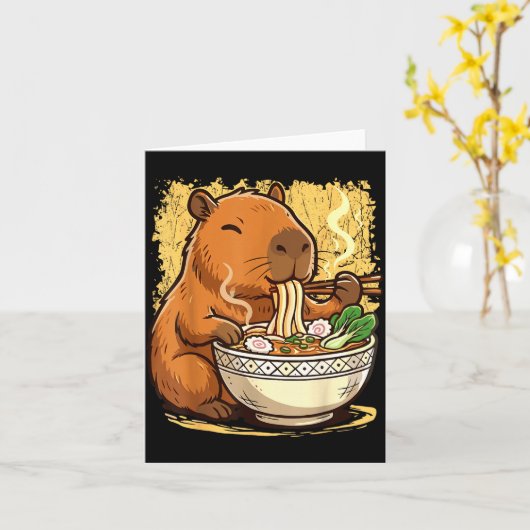 Capybara Eating Ramen Noodles  Kaart (Gele Bloem)