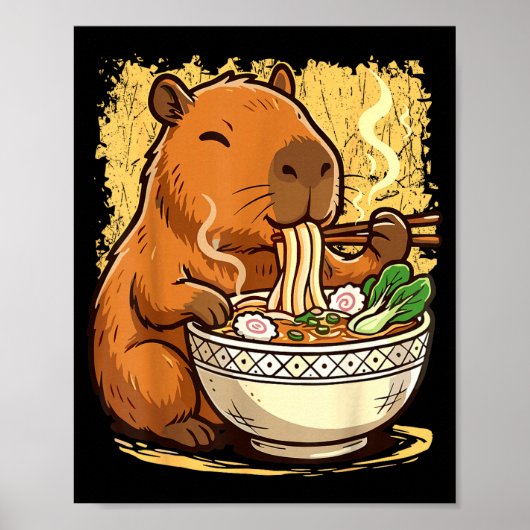 Capybara Eating Ramen Noodles  Poster (Voorkant)
