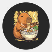 Capybara Eating Ramen Noodles  Ronde Sticker (Voorkant)