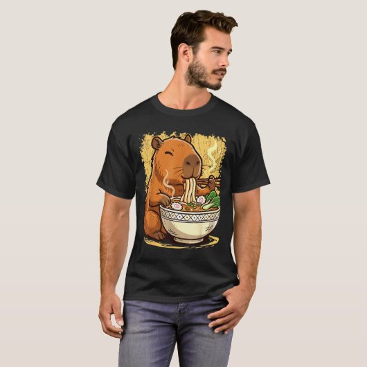 Capybara Eating Ramen Noodles T-shirt (Voorkant volledig)