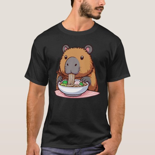 Capybara Eating Ramen T-shirt (Voorkant)