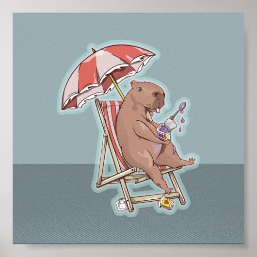 Capybara Eating Yogurt Poster (Voorkant)