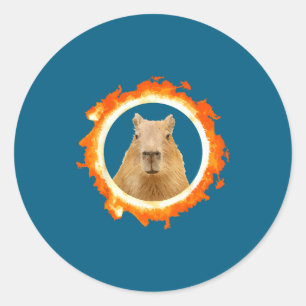 Capybara Eclipse Meme Solar Dier Ronde Sticker