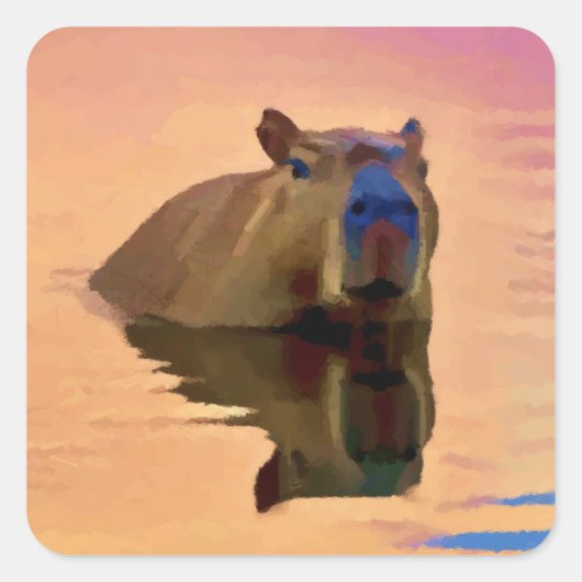 Capybara Eenvoud Rustig Meer Vierkante Sticker (Voorkant)