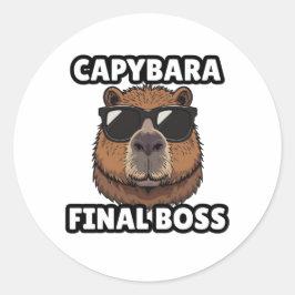 Capybara Eindbaas Kunststicker Ronde Sticker
