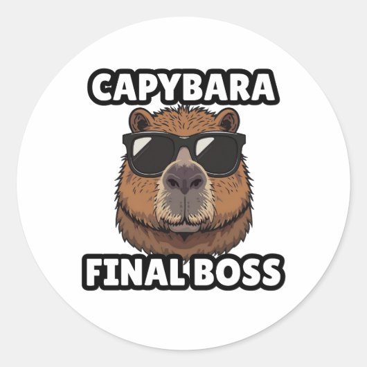 Capybara Eindbaas Kunststicker Ronde Sticker (Voorkant)