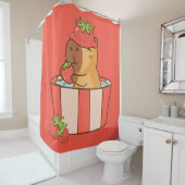 Capybara en het aardbeiengordijn | Schattige fruit Douchegordijn (In situ)