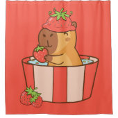 Capybara en het aardbeiengordijn | Schattige fruit Douchegordijn (Voorkant)