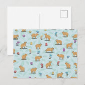 Capybara en paddenstoelenpatroon briefkaart (Voorkant / Achterkant)