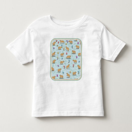 Capybara en paddenstoelenpatroon kinder shirts (Voorkant)