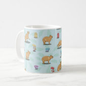 Capybara en paddenstoelenpatroon koffiemok (Voorkant links)