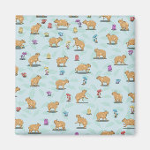 Capybara en paddenstoelenpatroon magneet (Voorkant)