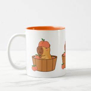Capybara en Peach Mok Schattigee fruitliefhebber