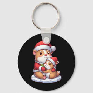Capybara en Santa knuffelen kerstfamilie Matchi Sleutelhanger