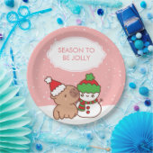 Capybara en Snowman seizoen zijn Schattige Papieren Bordje (Feest)