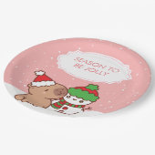 Capybara en Snowman seizoen zijn Schattige Papieren Bordje (Gekanteld)