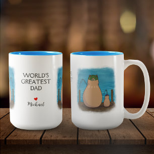 Capybara en Son Personalized Vaderdag Tweekleurige Koffiemok