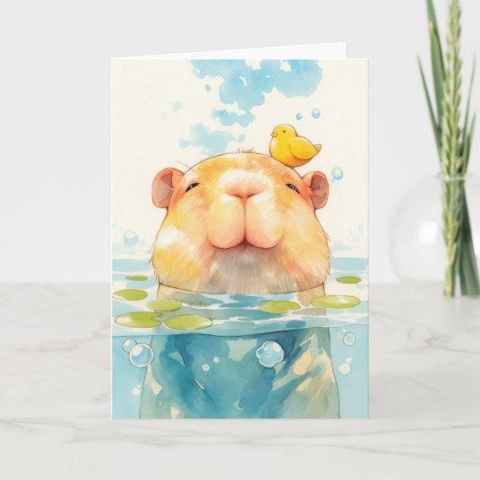 Capybara en Vogel Vriend Kaart (Voorkant)
