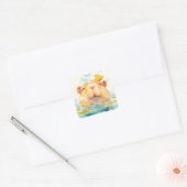 Capybara en Vogel Vriend Vierkante Sticker (Envelop)