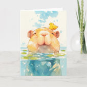 Capybara en vogelvriend kaart (Voorkant)